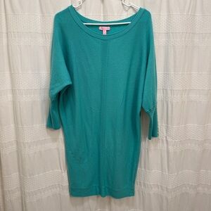 Lilly Pulitzer Sweater Dress 100% Merino Wool Green Womens Medium 3/4 Sleeve
